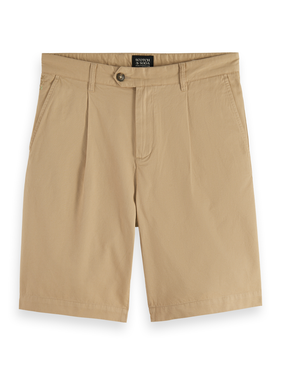 Pleated wide fit cotton-twill bermuda short