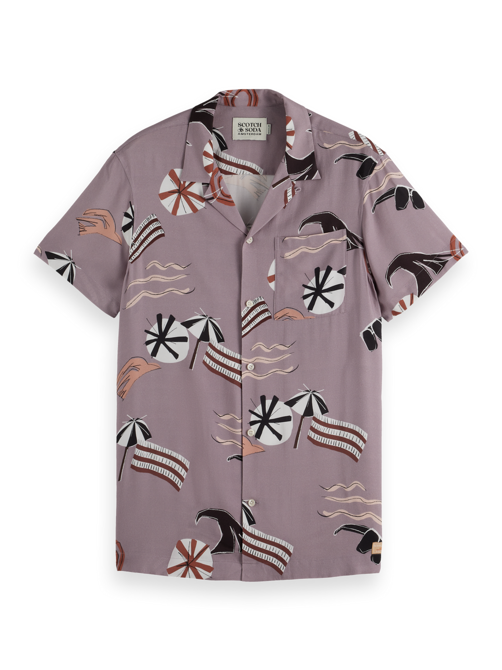 AOP short-sleeved regular fit viscose shirt