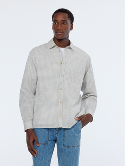 Relaxed fit yarn-dyed micro-check shirt