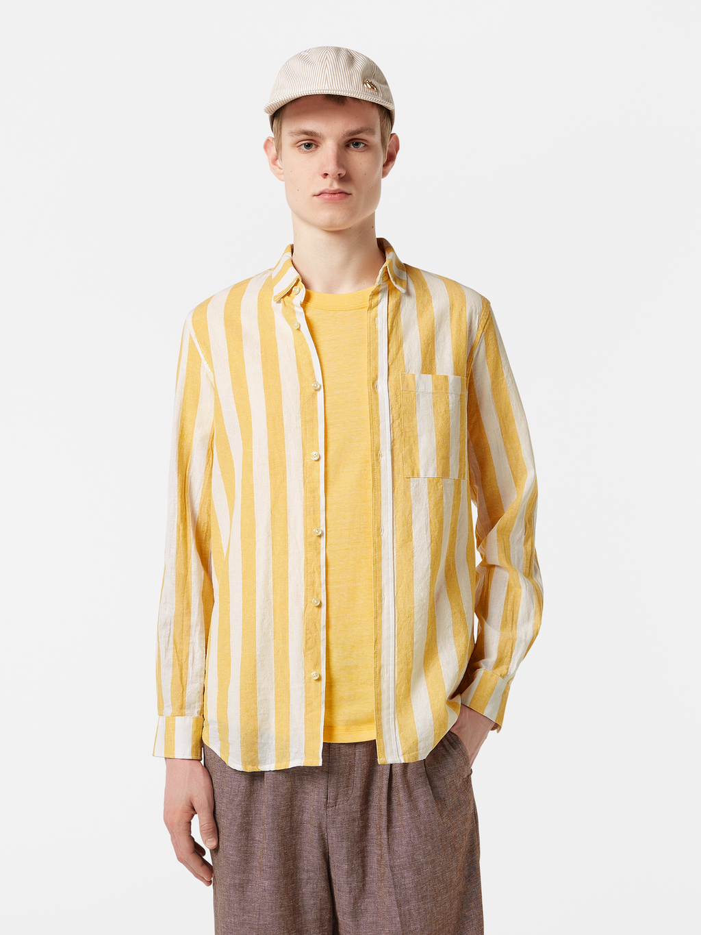 linen blend striped shirt