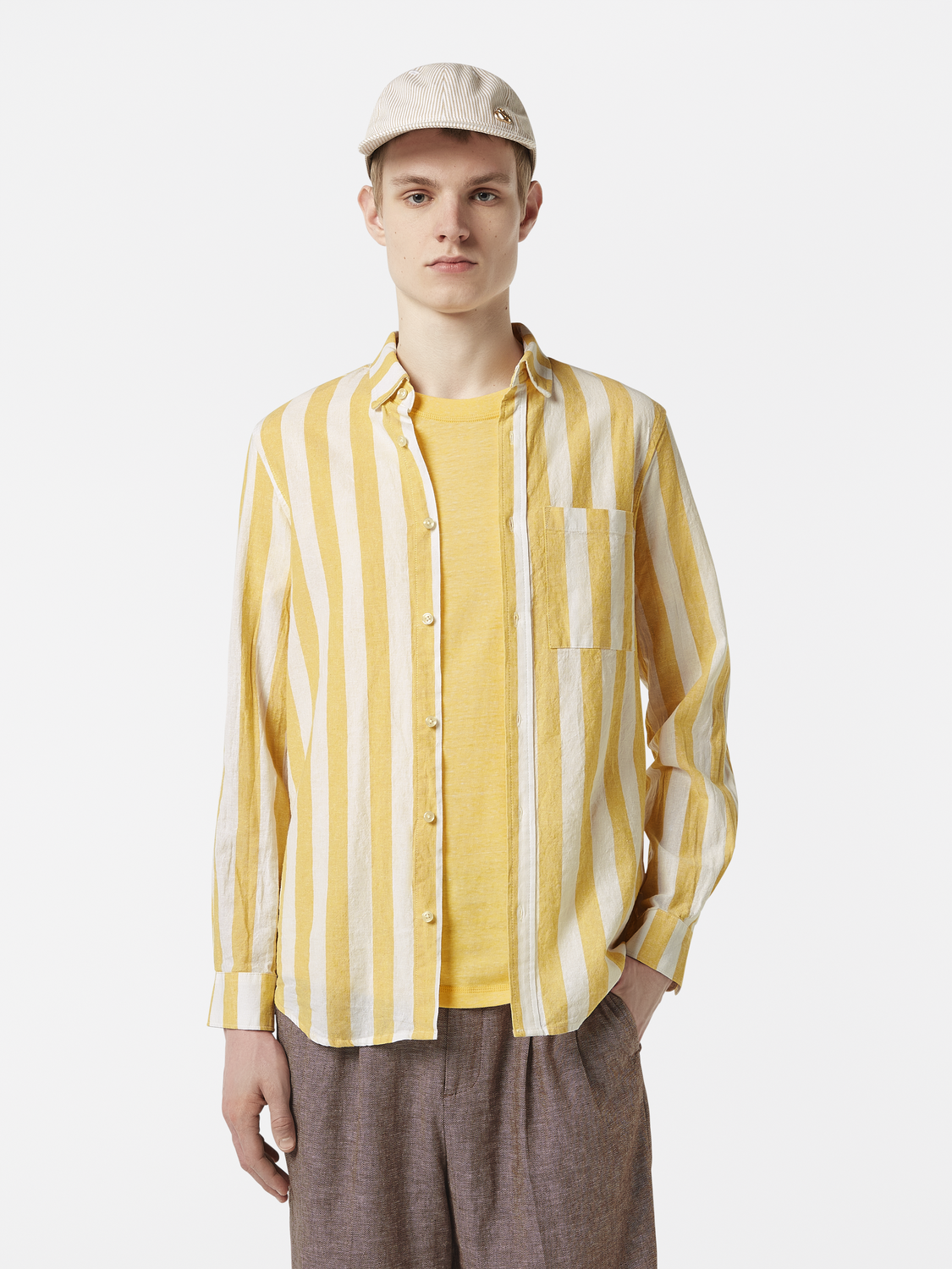 linen blend striped shirt