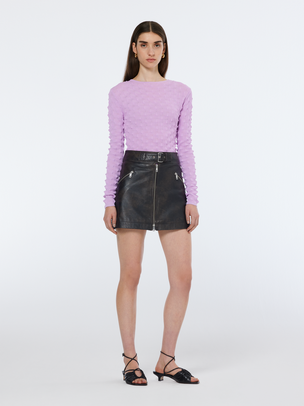 Textured stitch fitted pullover