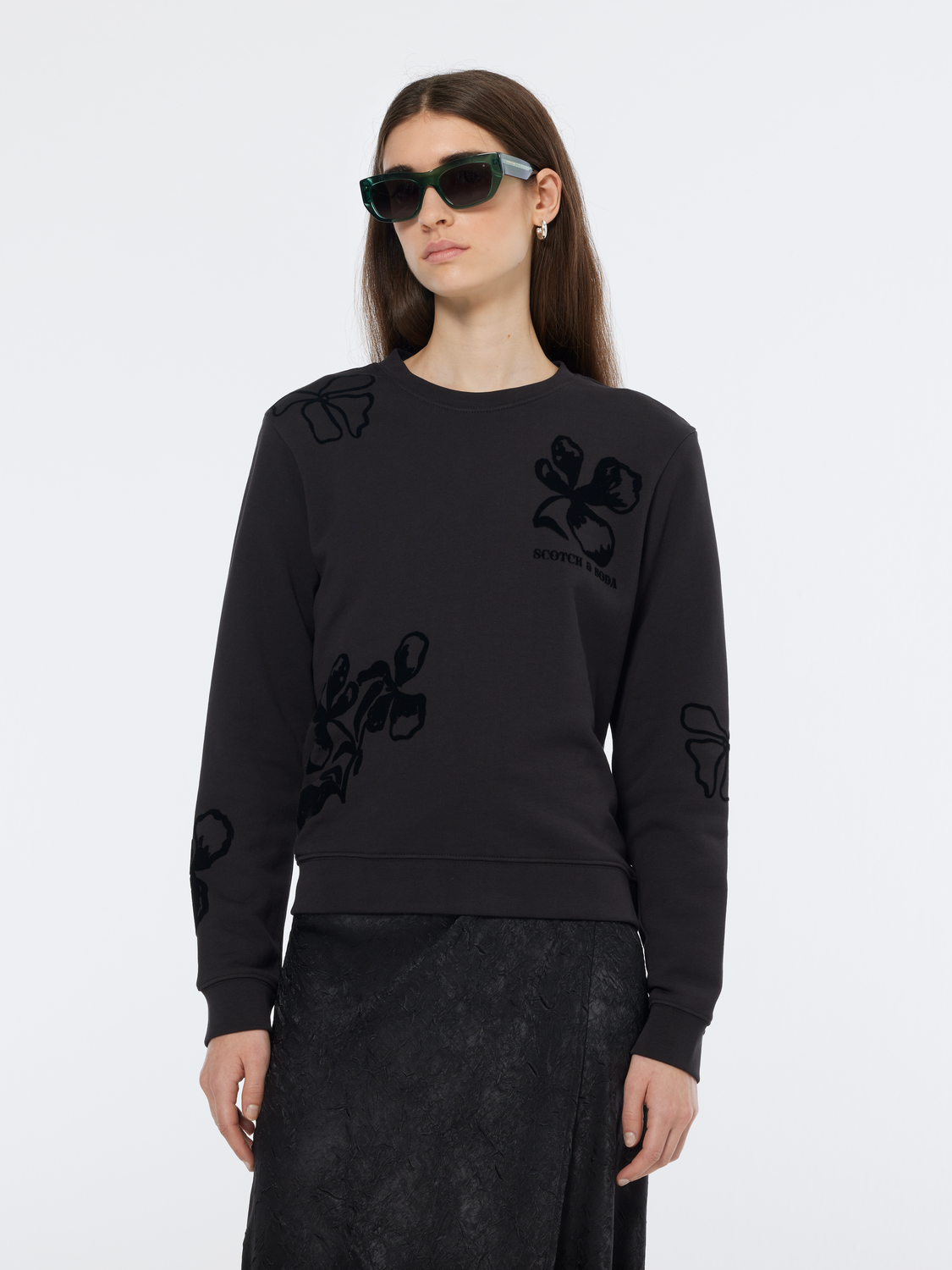 Flock print sweatshirt