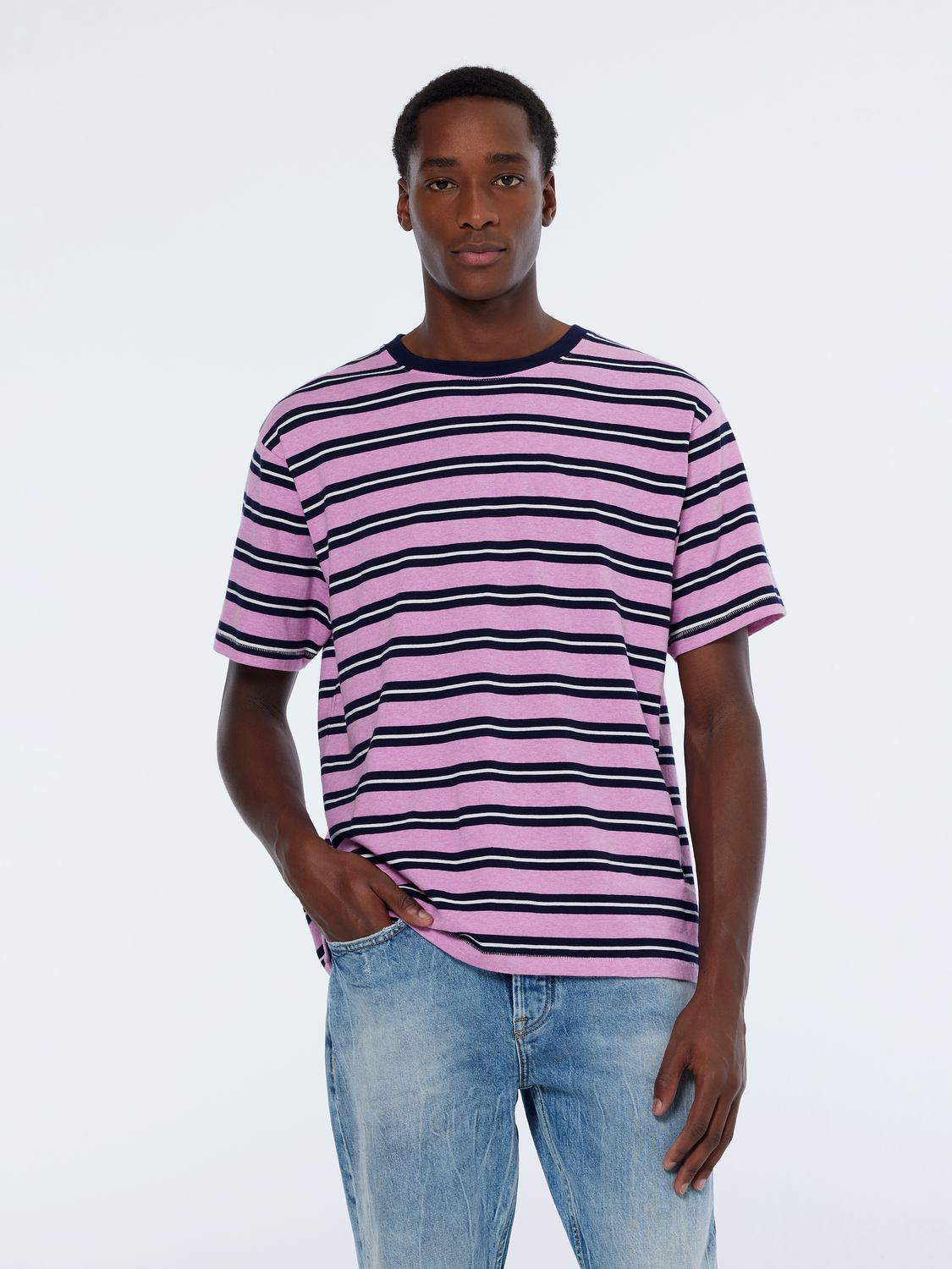 Stripe yarn-dyed t-shirt