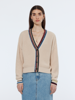 Relaxed stripe trim cardigan