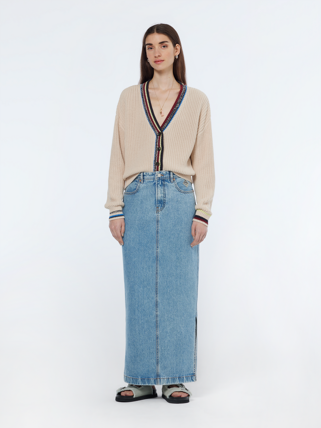 stripe trim cardigan