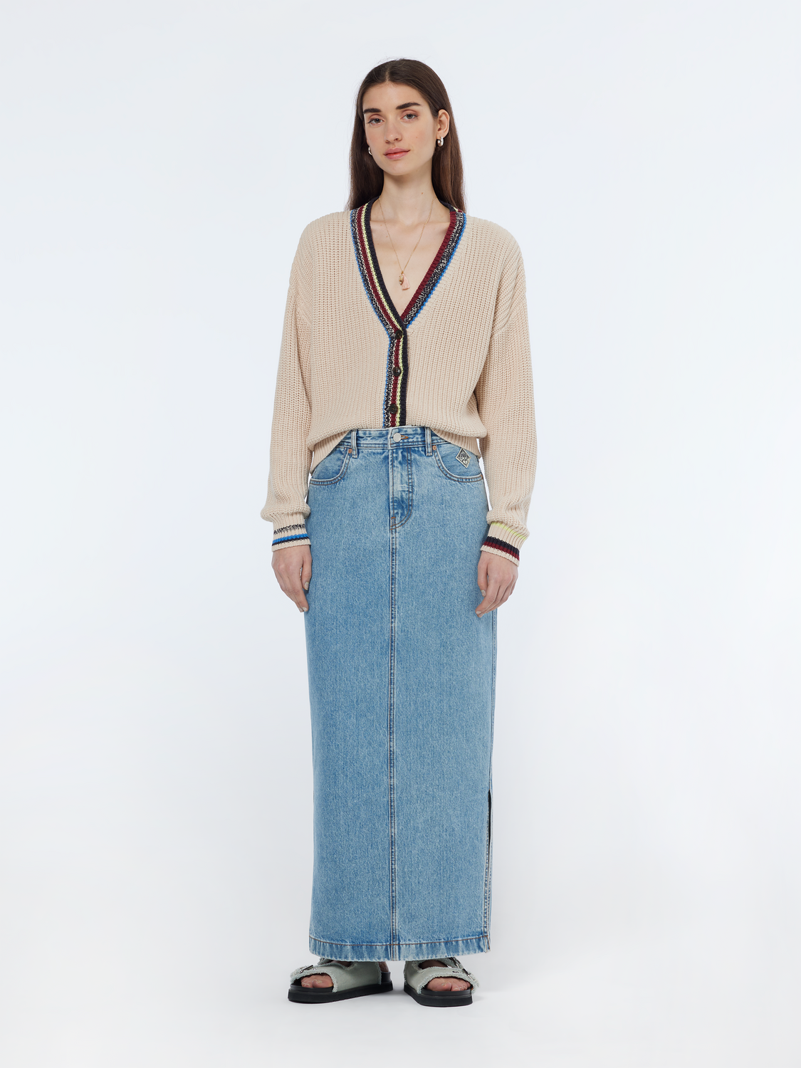 stripe trim cardigan