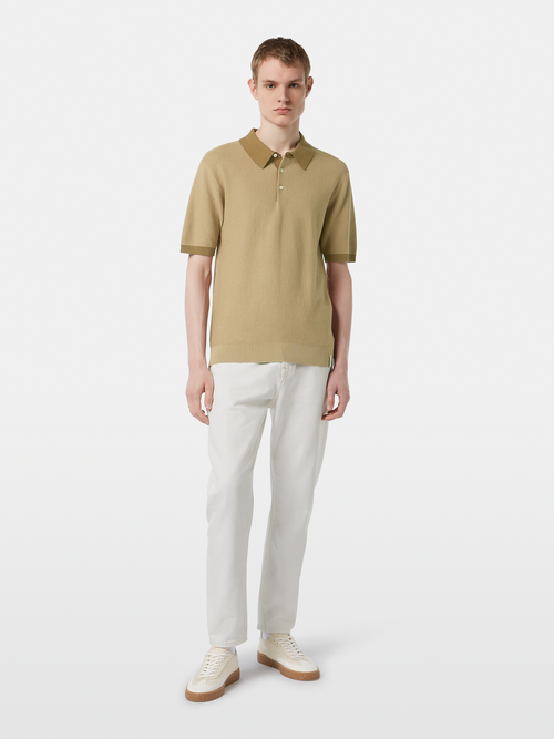 Structured knitted solid polo