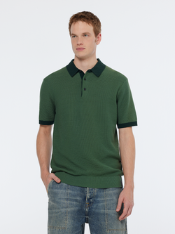 Structured knitted solid polo