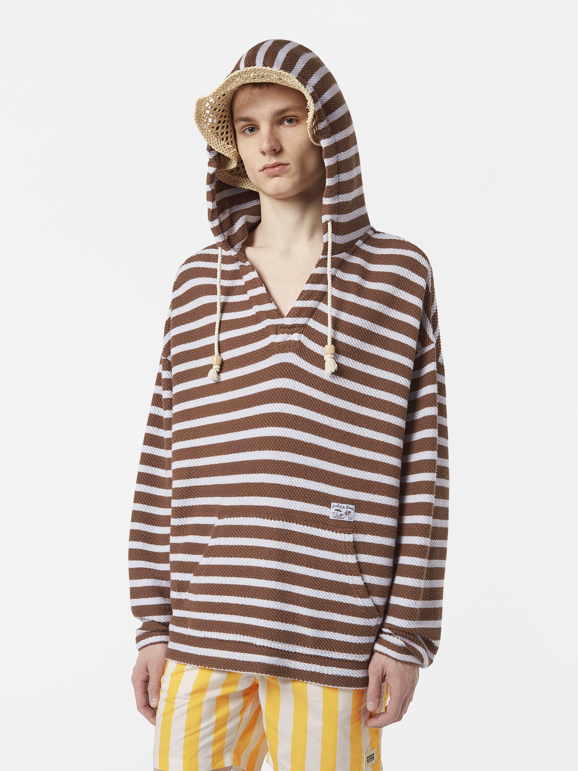 striped terry hoodie