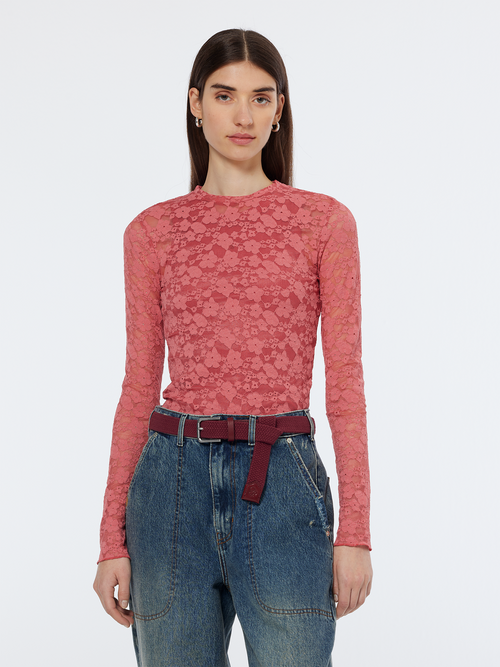 Floral lace LS T-shirt