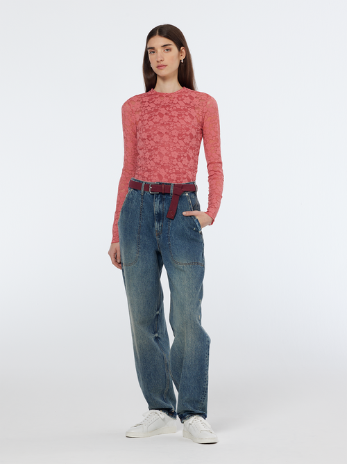 Floral lace LS T-shirt