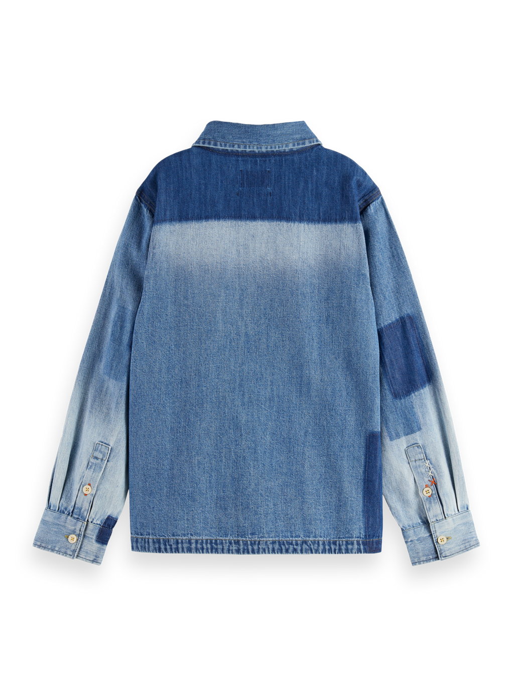 Boys Denim washed patchwork overshirt
