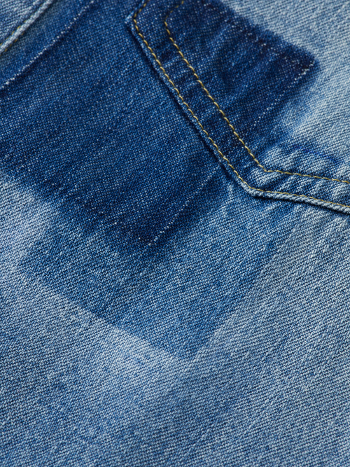 Denim washed patchwork overshirt