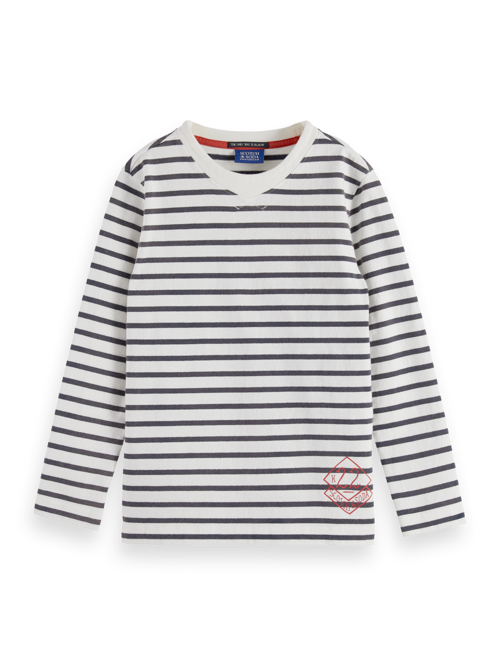 Boys Denim washed striped breton t-shirt