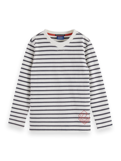 Denim washed striped breton t-shirt