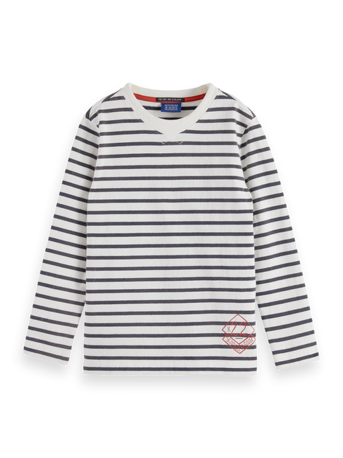 Denim washed striped breton t-shirt