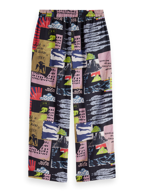 All-over printed seersucker pants