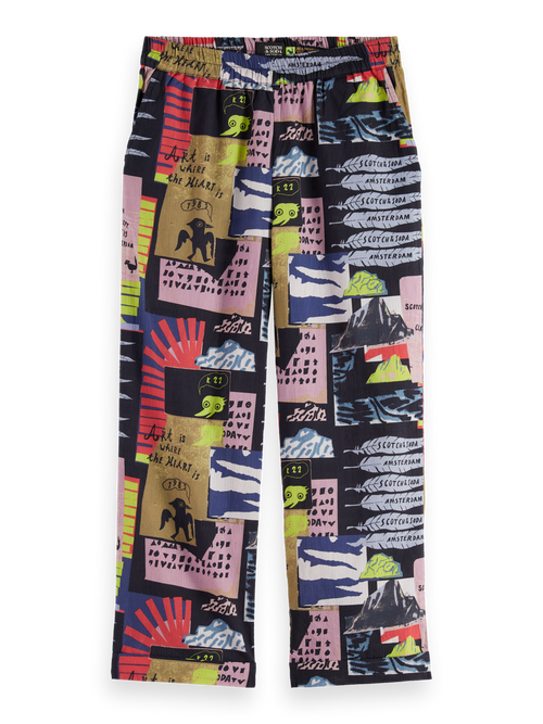 All-over printed seersucker pants