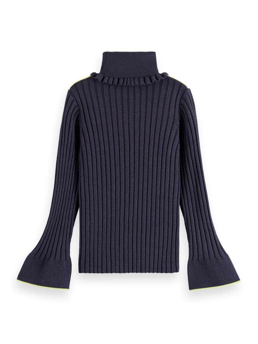 Girls Rolled neck rib slim fit long sleeve pullover