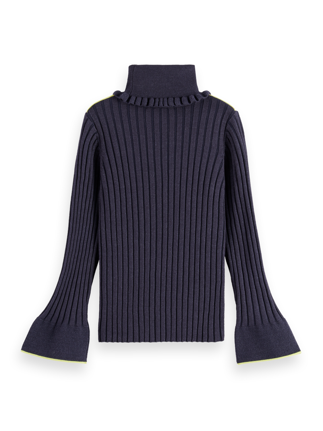 Girls Rolled neck rib slim fit long sleeve pullover