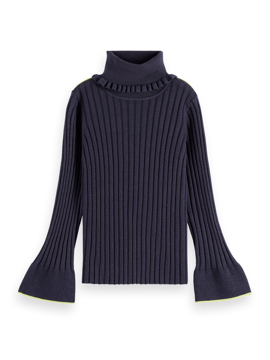 Girls Rolled neck rib slim fit long sleeve pullover