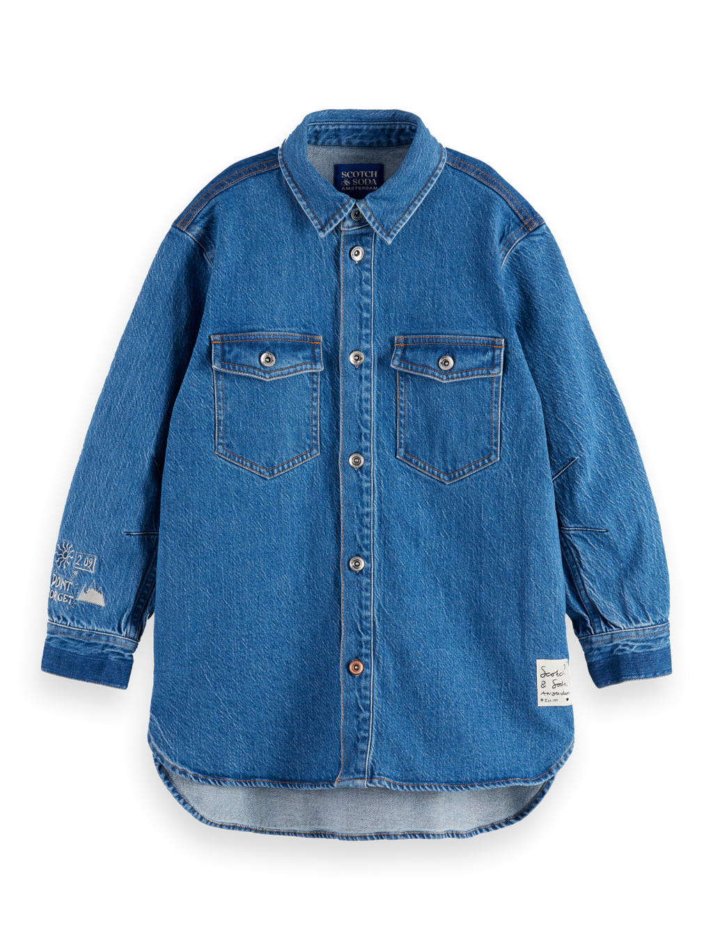 Girls A-line denim shirt dress