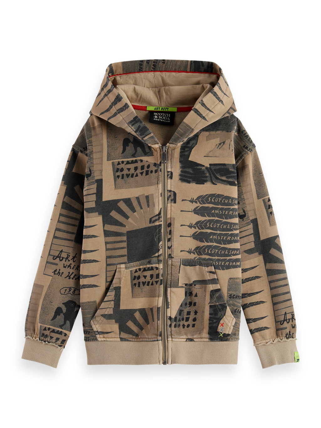Boys Relaxed printed zip-up hoodie