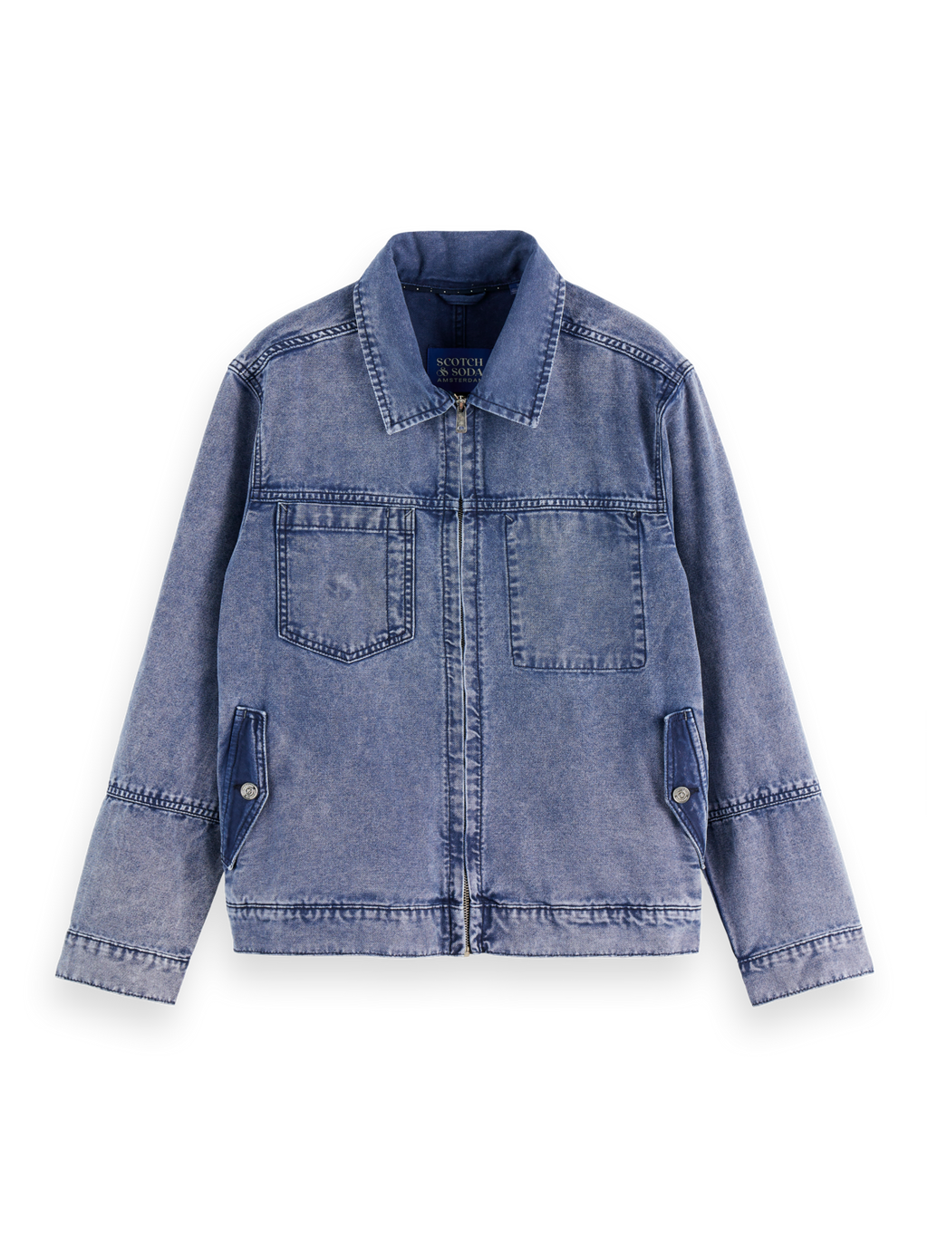 Workwear bomber jacket in denim washed canvas