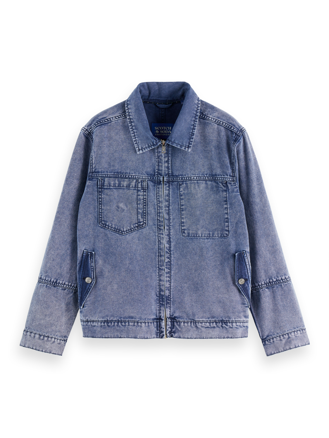 Workwear bomber jacket in denim washed canvas
