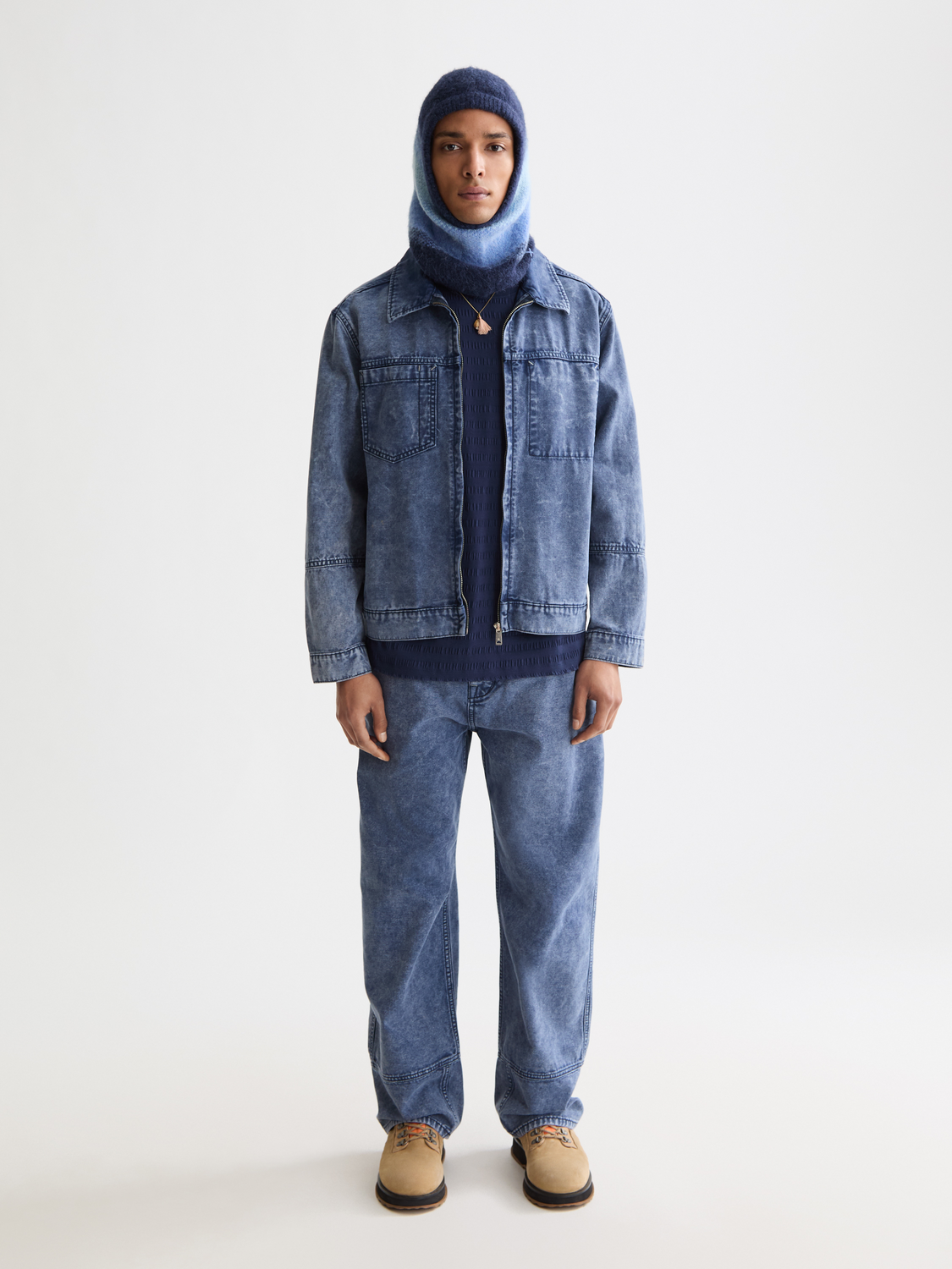 Workwear bomber jacket in denim washed canvas
