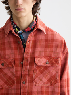 Washed denim checked overshirt