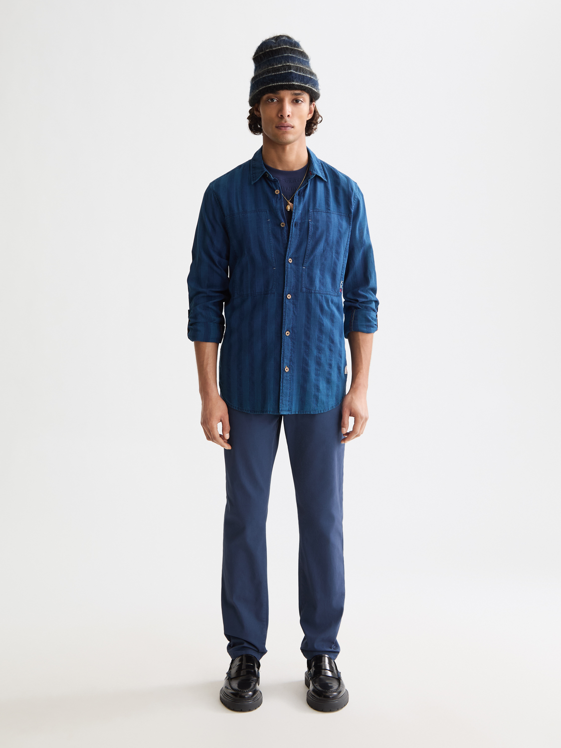 Textured striped weave shirt