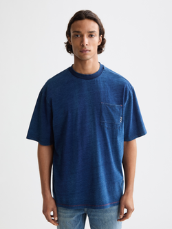 Washed 1 pocket indigo t-shirt