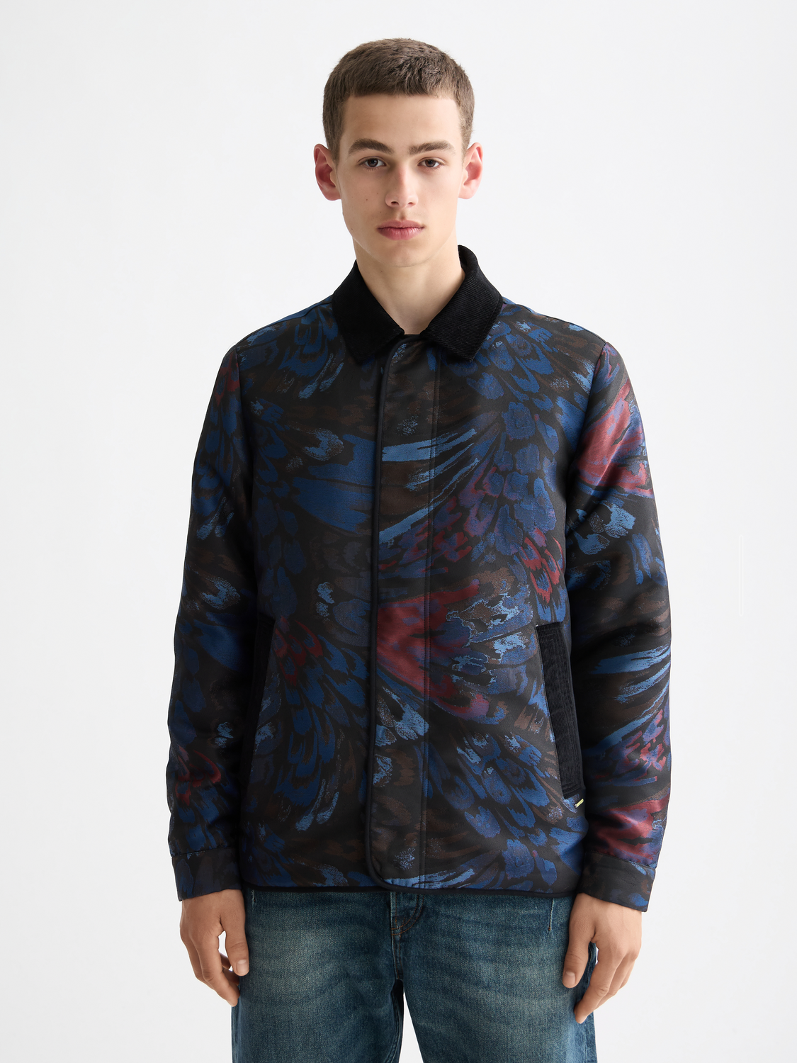 Jacquard feathers blouson