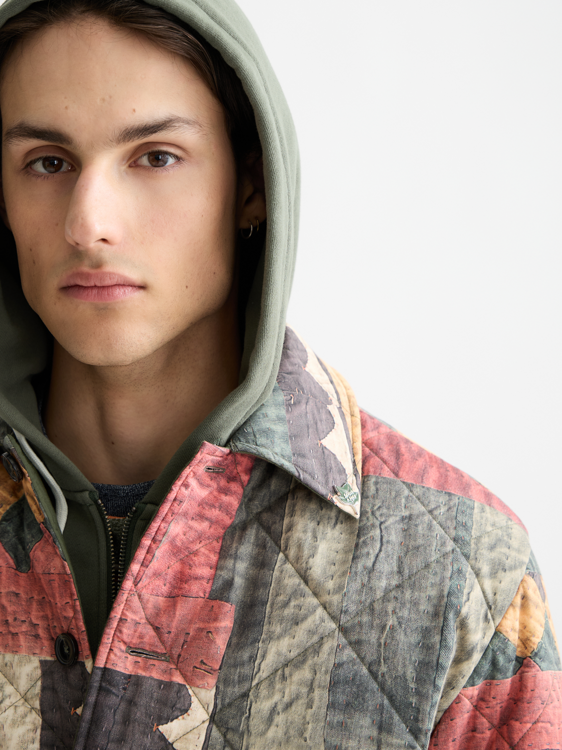 Patchwork mountain print overshirt