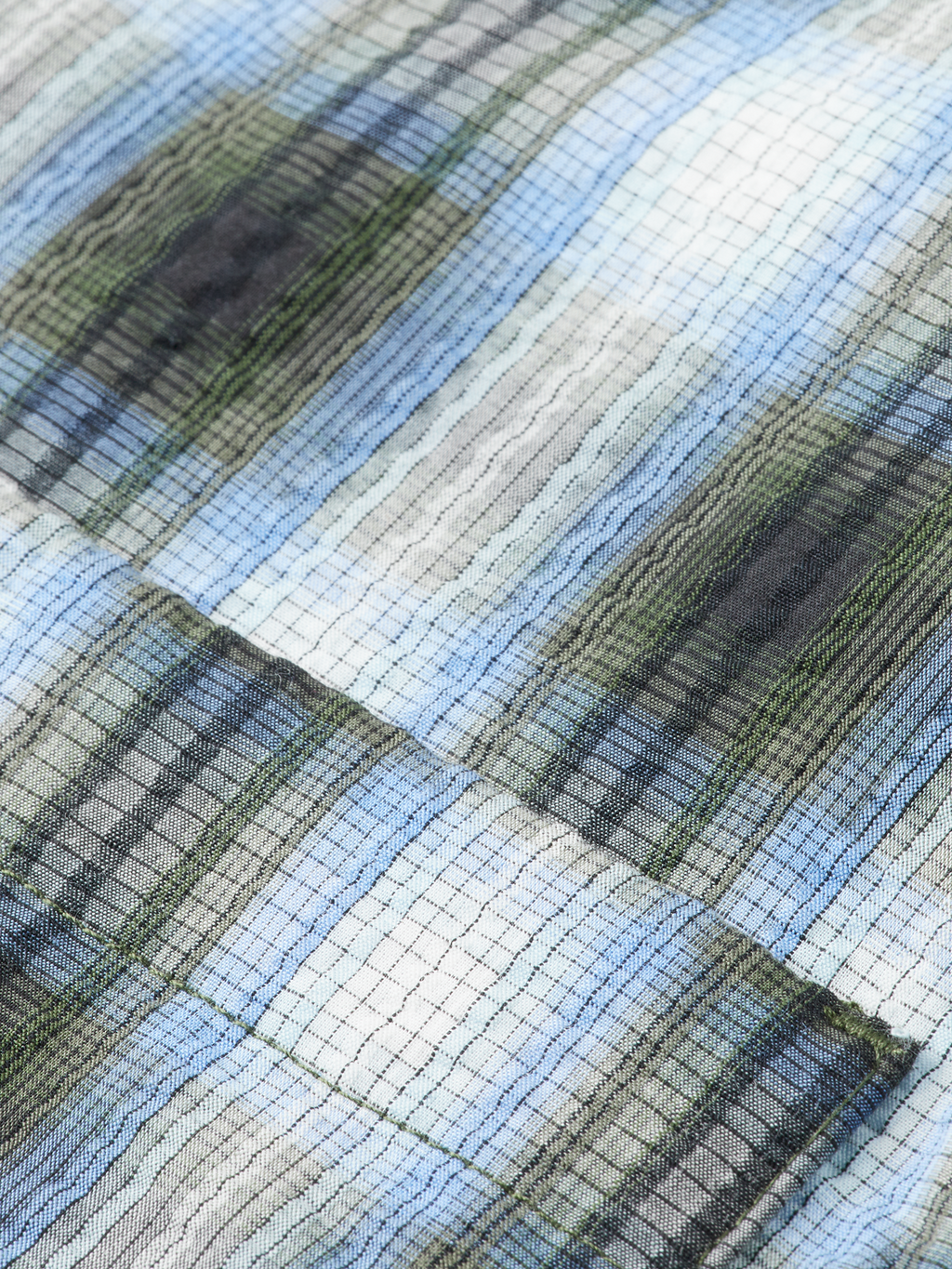 Seersucker check padded overshirt