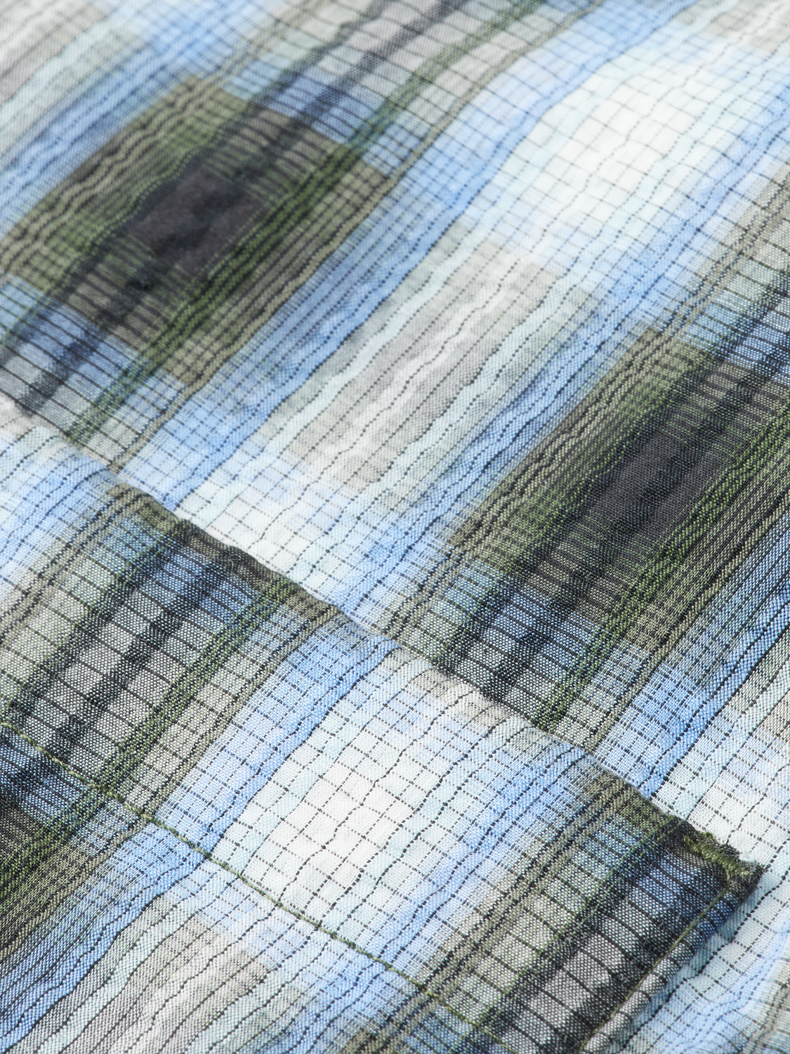 Seersucker check padded overshirt