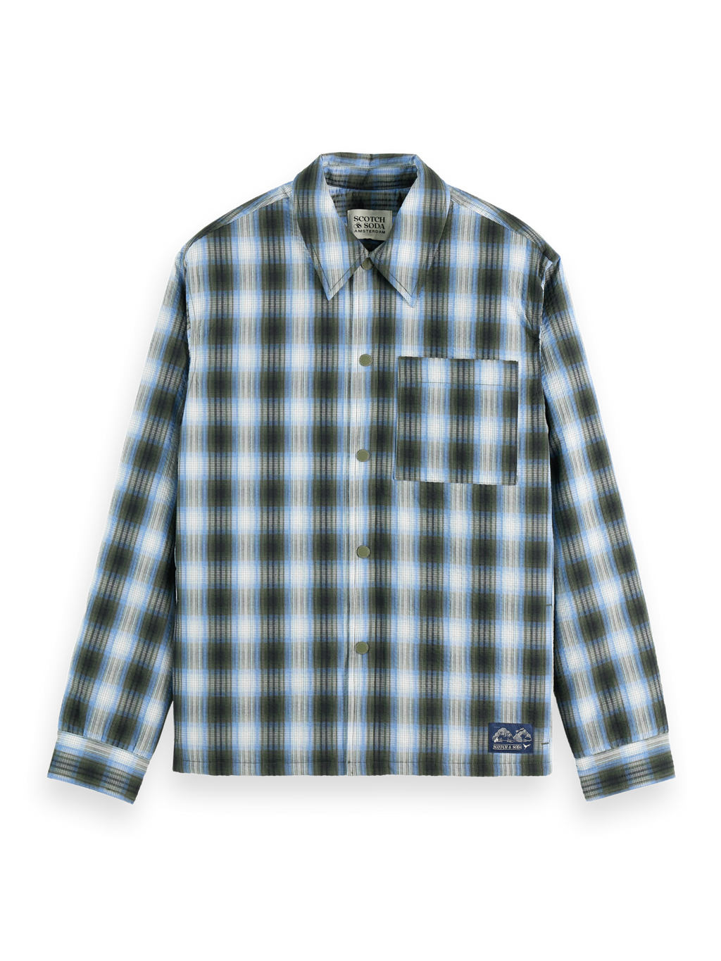 Seersucker check padded overshirt