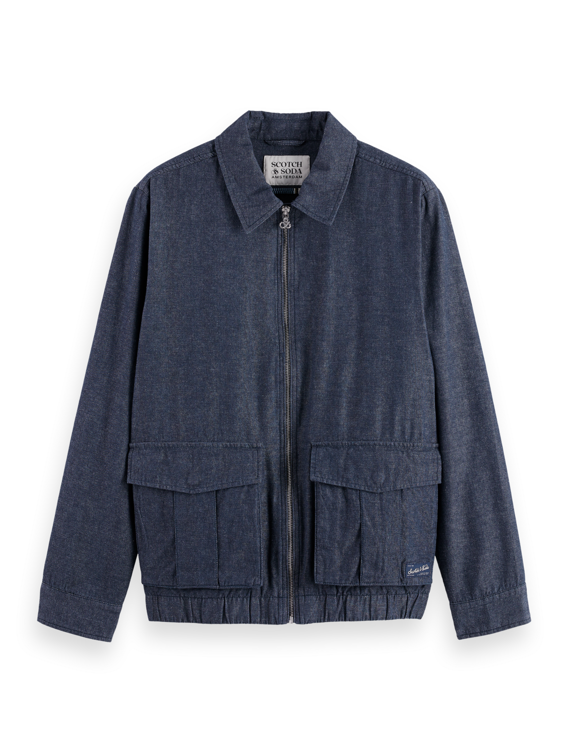 Cotton linen zip-thru twill blouson