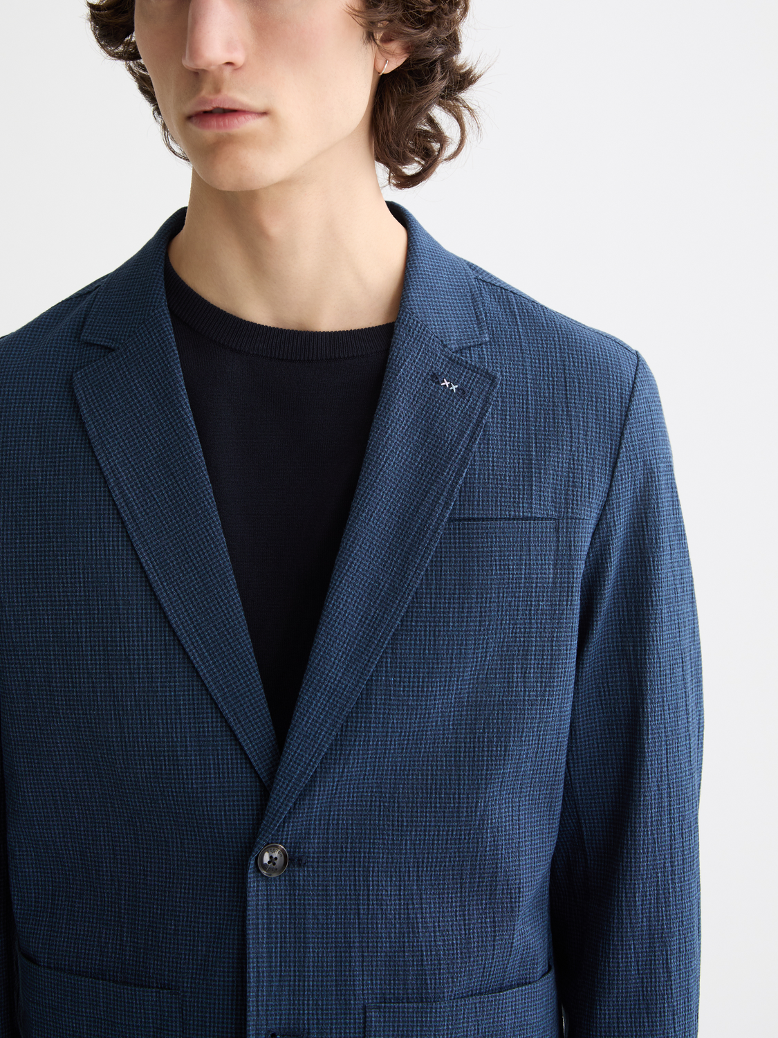 cotton-blend seersucker blazer