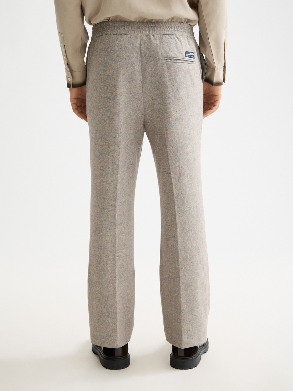 Tailored melange-jersey relaxed straight jogger