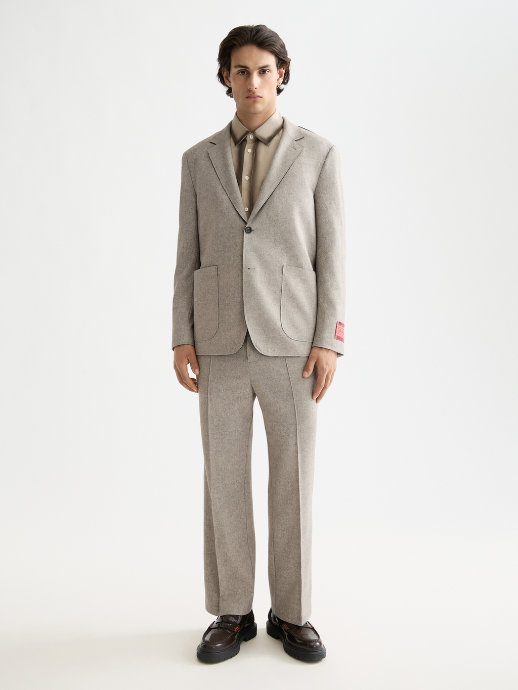 Tailored melange-jersey relaxed straight jogger