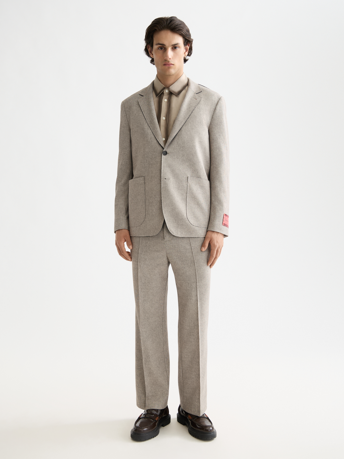 Tailored melange-jersey relaxed straight jogger