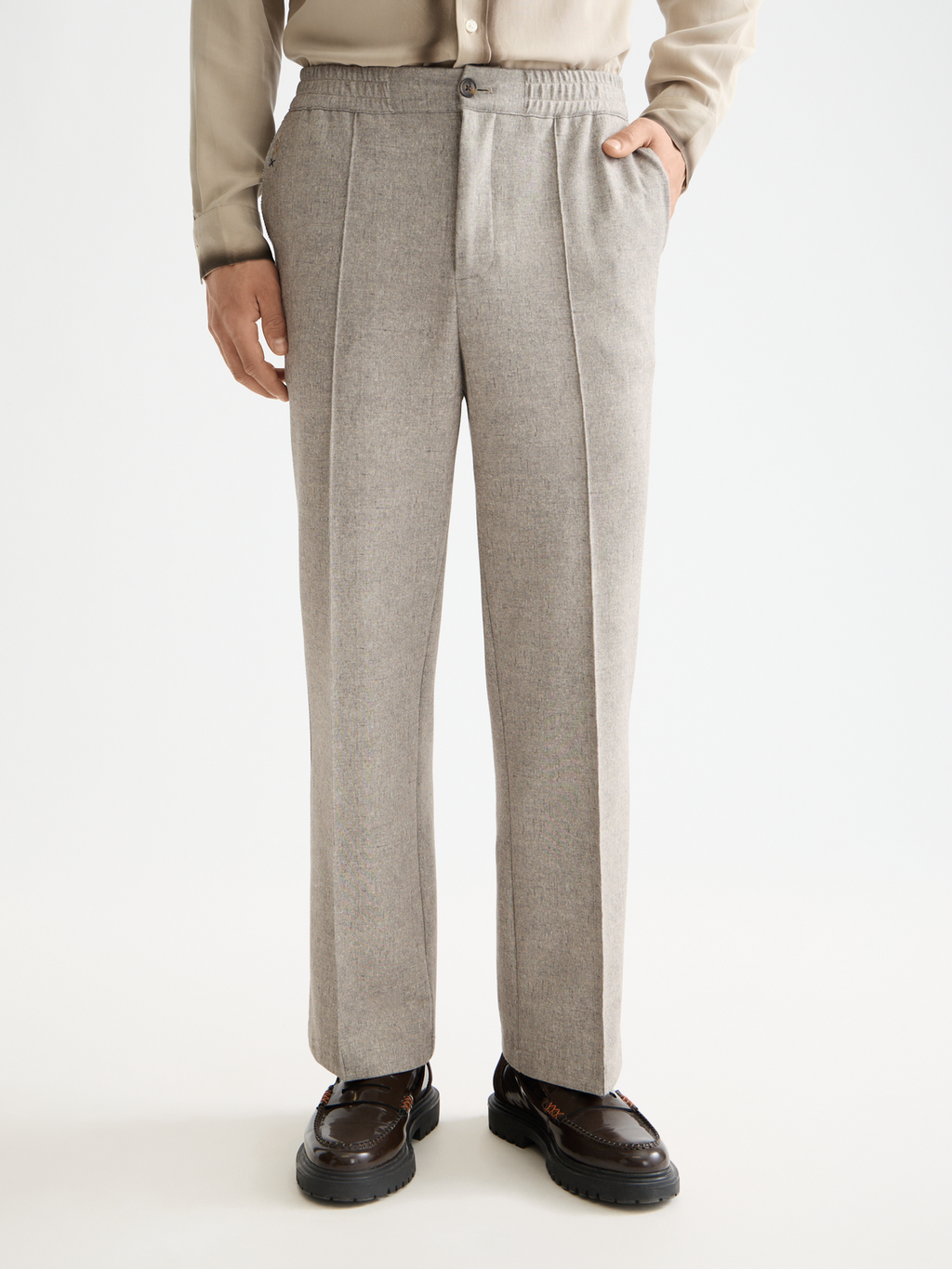 Tailored melange-jersey relaxed straight jogger