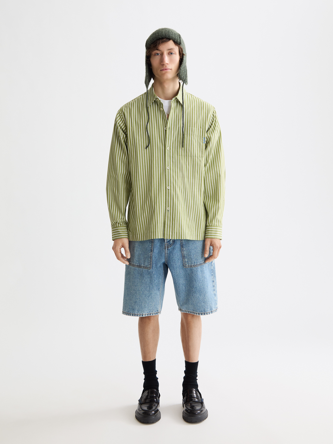 Striped poplin shirt