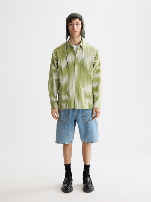 Striped poplin shirt