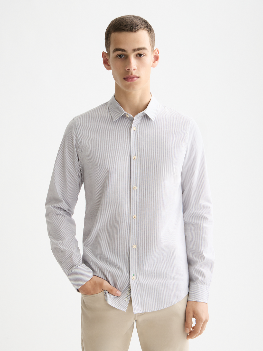 Striped slim-fit poplin shirt