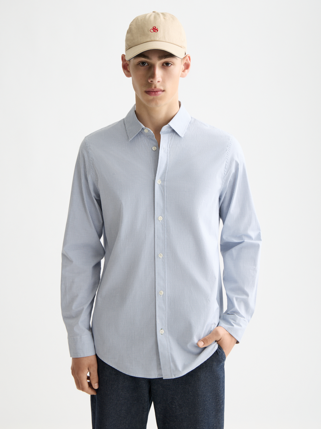 Micro-check poplin shirt