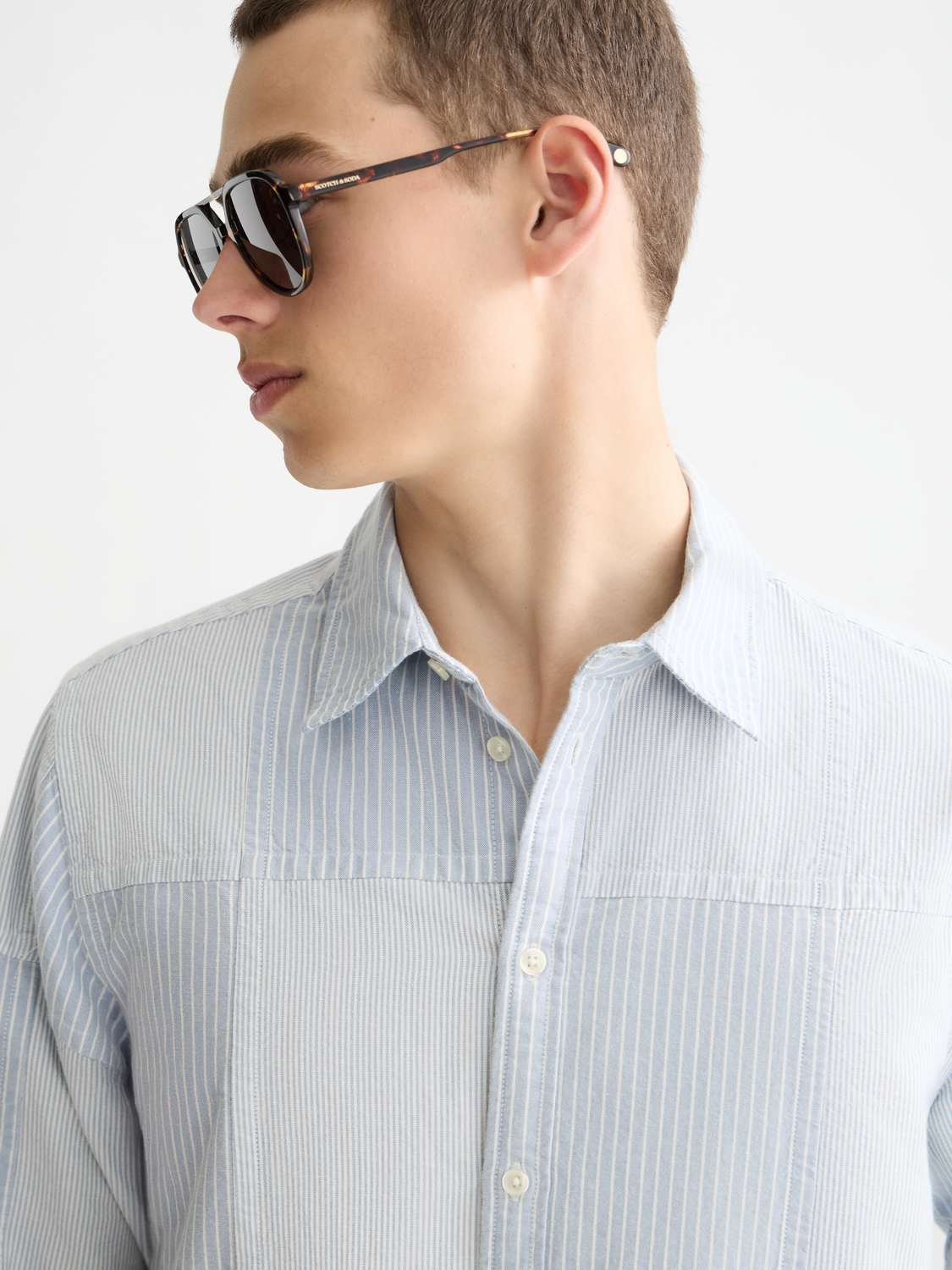 Patchwork relaxed oxford shirt